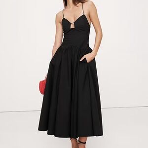 Banana Republic Black Spaghetti-Strap Midi Dress with Front Keyhole